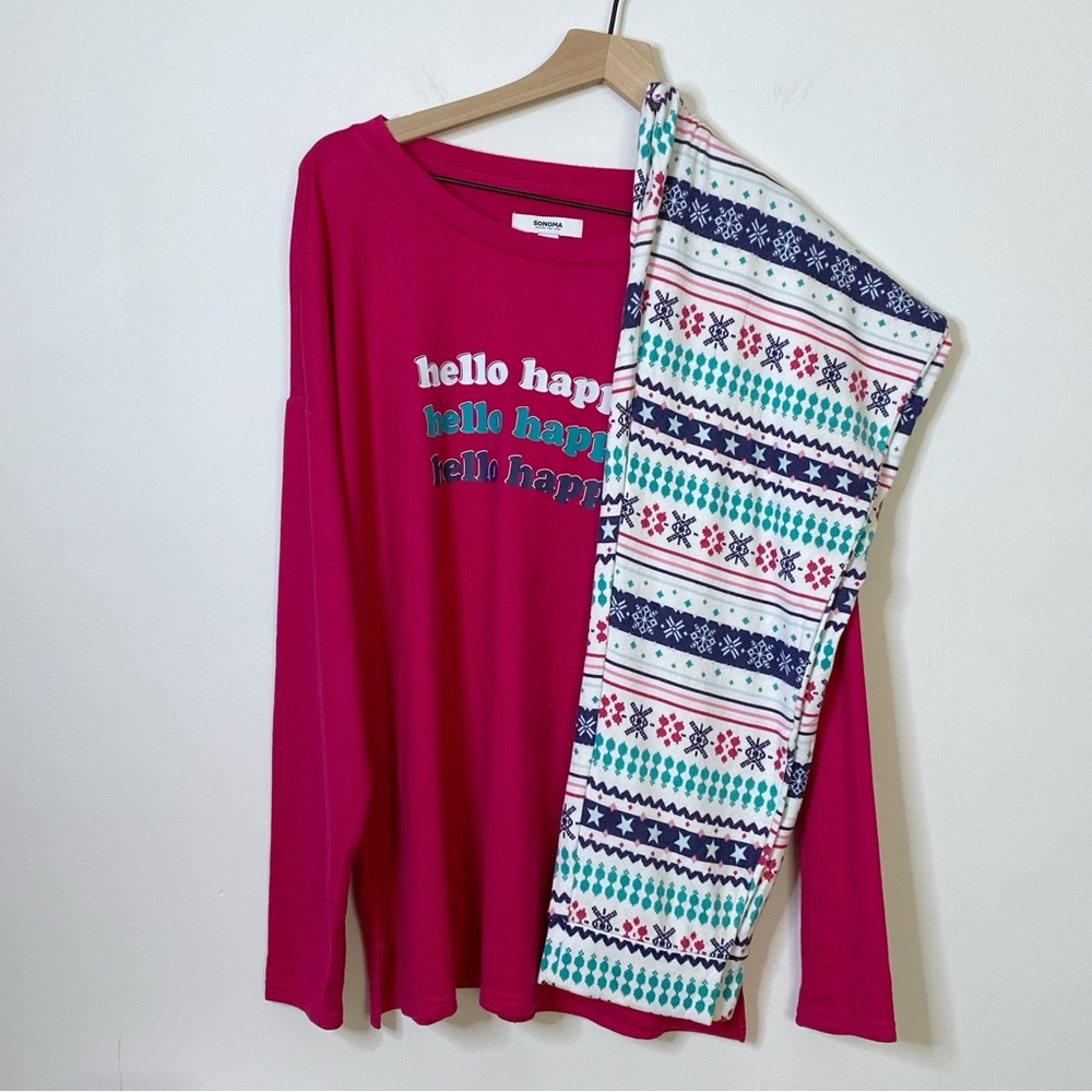 Sonoma Pajama Set - Pink Fair Isle Size Large